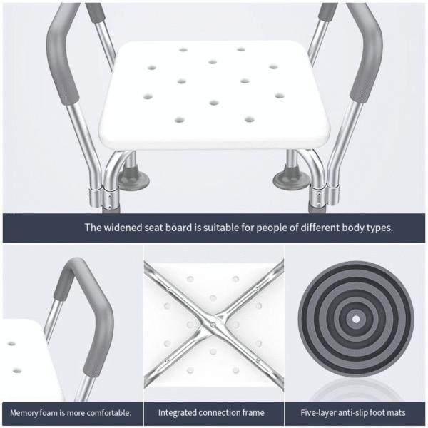 Non-Slip Shower Bath Stool for Bathroom, Stable and Comfortable Seat - Image 2