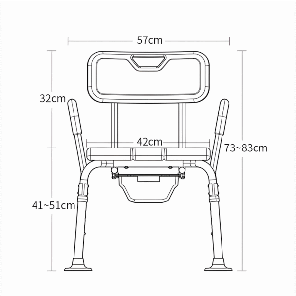 Adjustable Dual-Use Shower & Toilet Chair, Safe and Versatile Bathroom Seat - Image 2