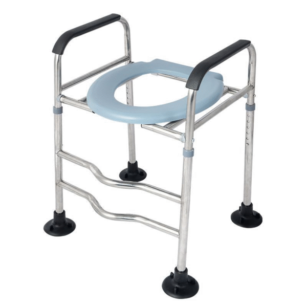 Stainless Steel Toilet Chair, Height-Adjustable Mobile Commode for Elderly - Image 3