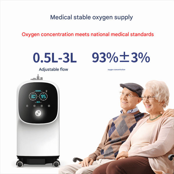 Générateur d'oxygène portable 3L pour usage domestique, adapté aux personnes âgées et aux femmes enceintes