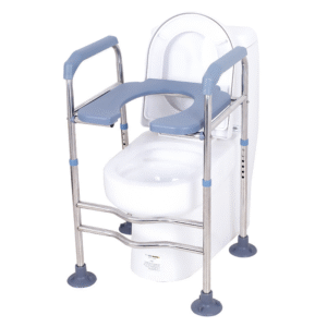 Elevated Toilet Seat with Handrail for Elderly & Pregnant, Heightener Frame