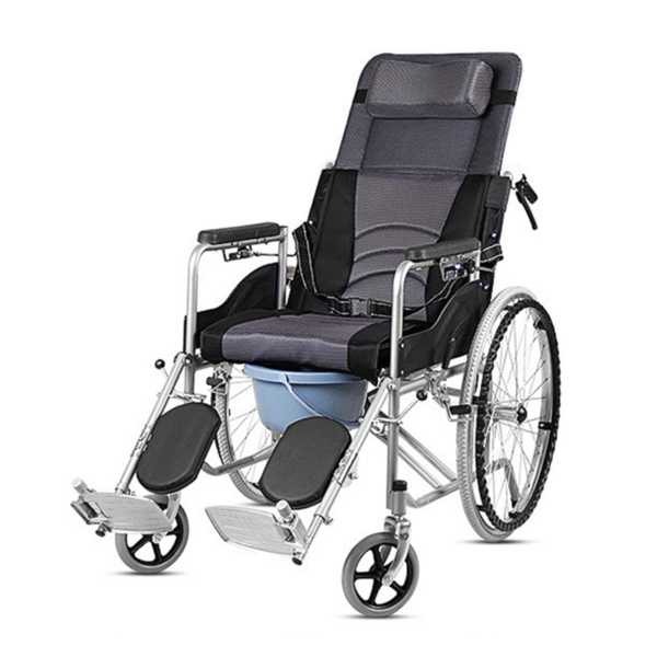 Fauteuil roulant inclinable pliable multifonctionnel avec toilettes intégrées pour personnes âgées