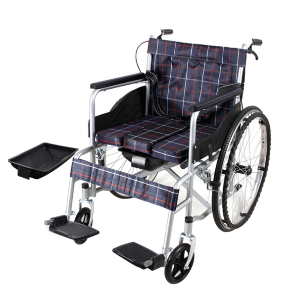 Foldable Steel Wheelchair with Built-In Toilet for Elderly & Disabled