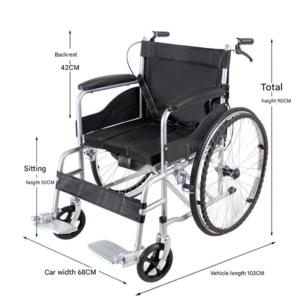 Foldable Lightweight Wheelchair with Built-In Toilet, Thickened Frame for Elderly