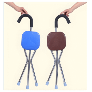 Tabouret pliant en acier inoxydable avec siège, aide à la marche antidérapante