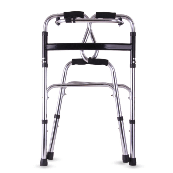 Adjustable Foldable Aluminum Alloy Walker for Seniors, Four-Leg Support