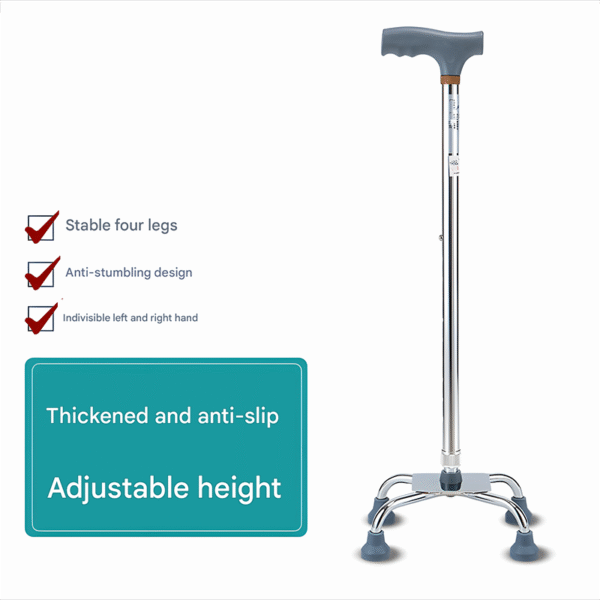 Quad-Claw Aluminum Alloy Walker, Adjustable Four-Legged Cane for Seniors - Gambar 2