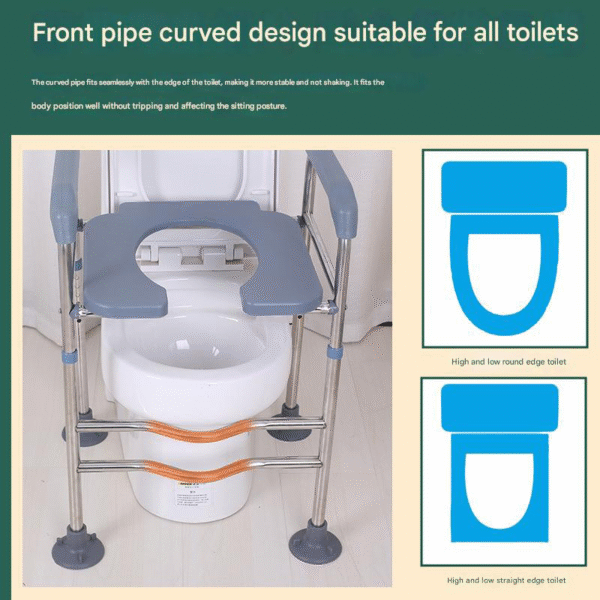 Elevated Toilet Seat with Handrail for Elderly & Pregnant, Heightener Frame - Image 2