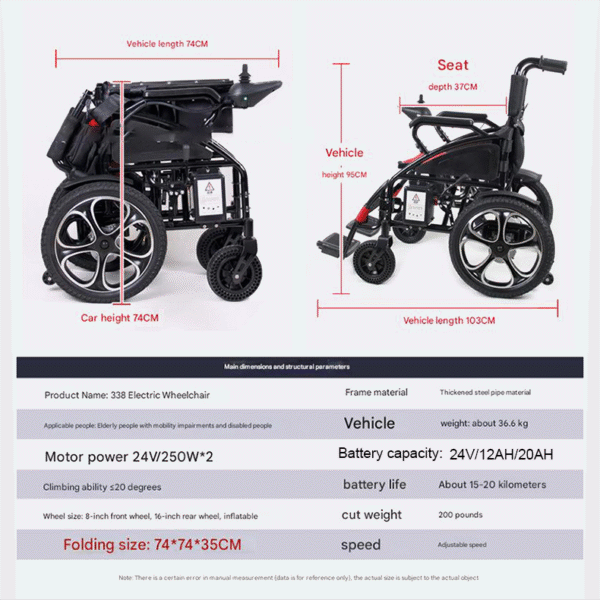 Foldable Lightweight Electric Wheelchair for Seniors & Disabled, Easy Travel - Image 2