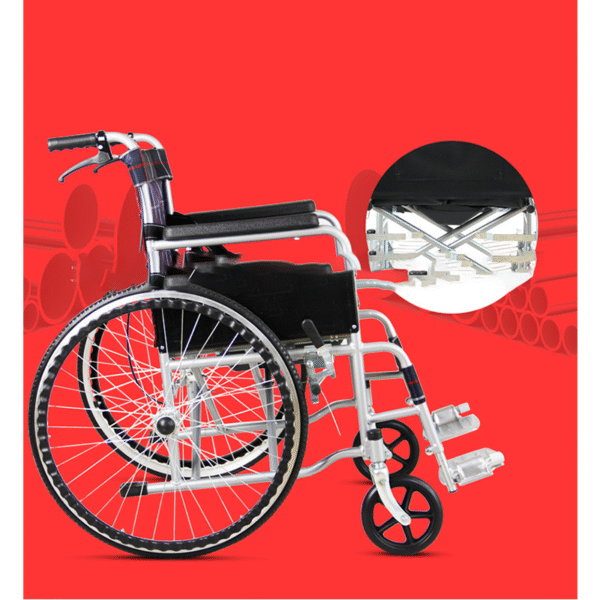 Foldable Steel Wheelchair with Built-In Toilet for Elderly & Disabled - Image 2