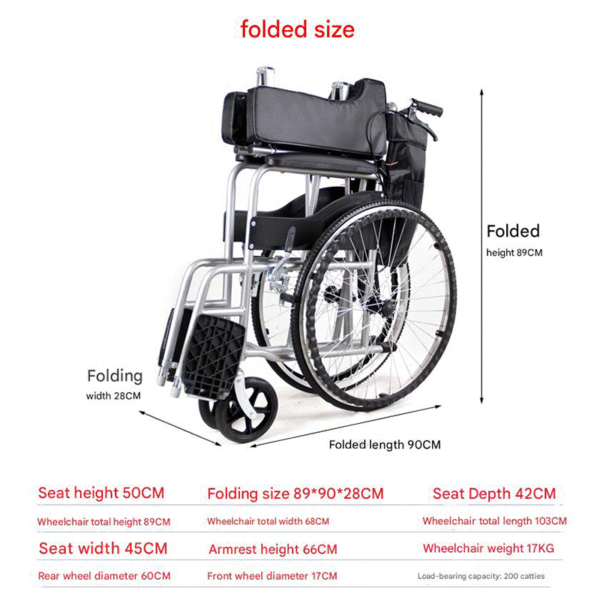Foldable Lightweight Wheelchair with Built-In Toilet, Thickened Frame for Elderly - Image 2