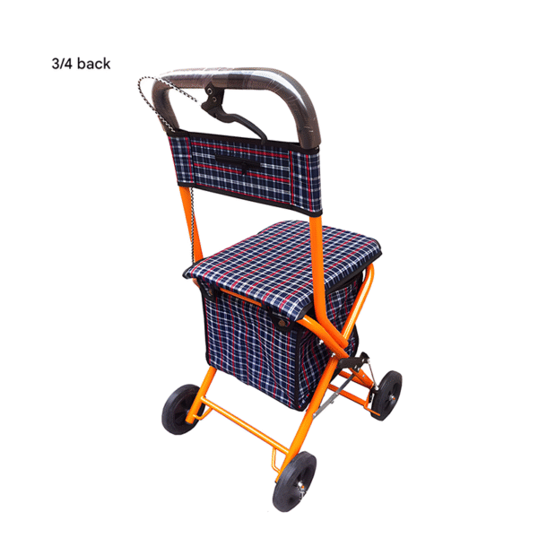Foldable Four-Wheel Shopping Cart with Seat, Lightweight Walker for Seniors - Bild 2