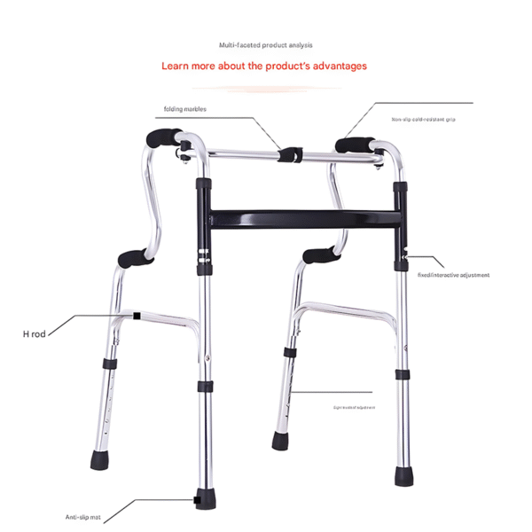 Adjustable Foldable Aluminum Alloy Walker for Seniors, Four-Leg Support - Ảnh 2