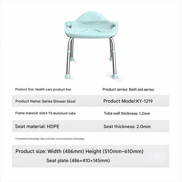 Supportive Elderly Bath Chair, Lightweight and Safe Shower Seat - Image 3