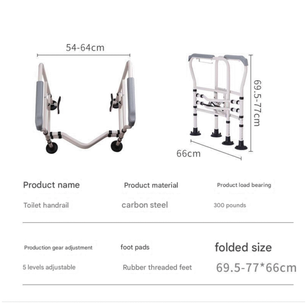 No-Drill Elderly Toilet Handrail, Non-Slip Bathroom Assistive Frame - Ảnh 3