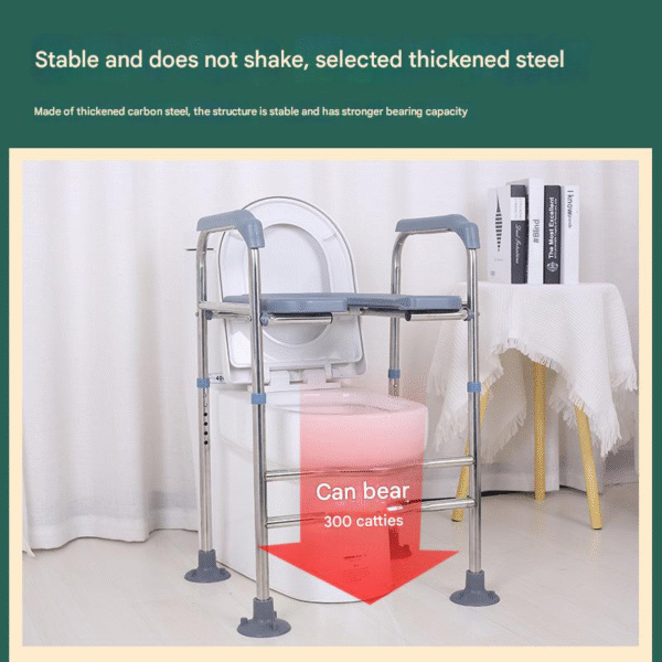 Elevated Toilet Seat with Handrail for Elderly & Pregnant, Heightener Frame - Image 3