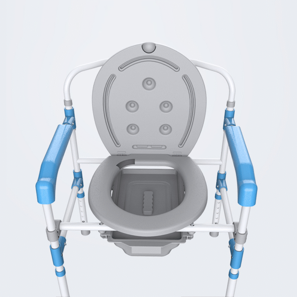 Mobile Toilet Chair for Elderly & Pregnant, Flip-Cover Commode Seat - Image 3