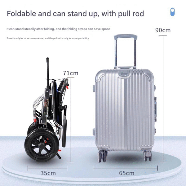 Ultra-Light Foldable Wheelchair for Seniors, Airplane-Friendly, Hand-Pushed - Image 3
