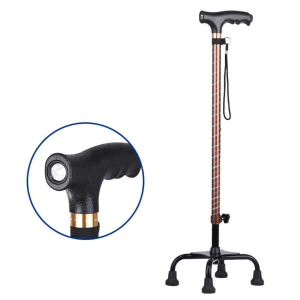 Four-Claw Aluminum Alloy Cane with Light, Adjustable Walking Stick - Obrázek 3
