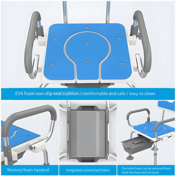 Dual-Use Shower & Toilet Chair for Elderly, Safe and Comfortable Design - Image 4