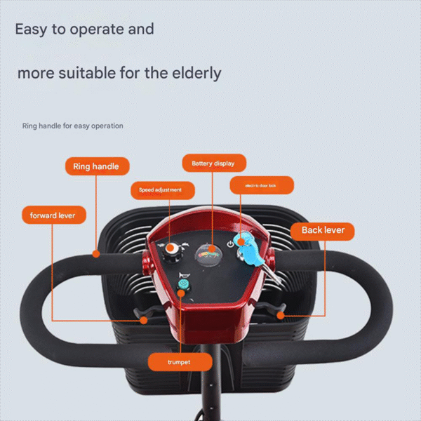 Foldable Lithium Battery Mobility Scooter, Safe Four-Wheel for Elderly - Ảnh 4
