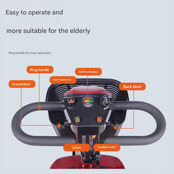Foldable Four-Wheel Electric Mobility Scooter for Seniors & Disabled - Ảnh 4