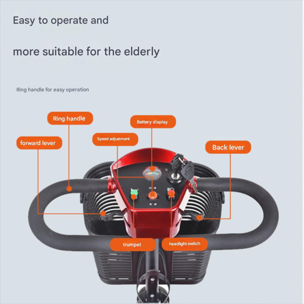 Smart Foldable Four-Wheel Electric Scooter for Elderly & Family Use - Ảnh 4