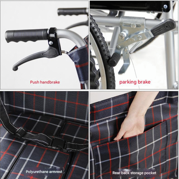 Foldable Lightweight Wheelchair with Built-In Toilet, Thickened Frame for Elderly - Image 4