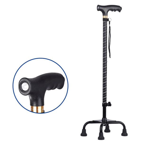 Four-Claw Aluminum Alloy Cane with Light, Adjustable Walking Stick - Obrázek 4