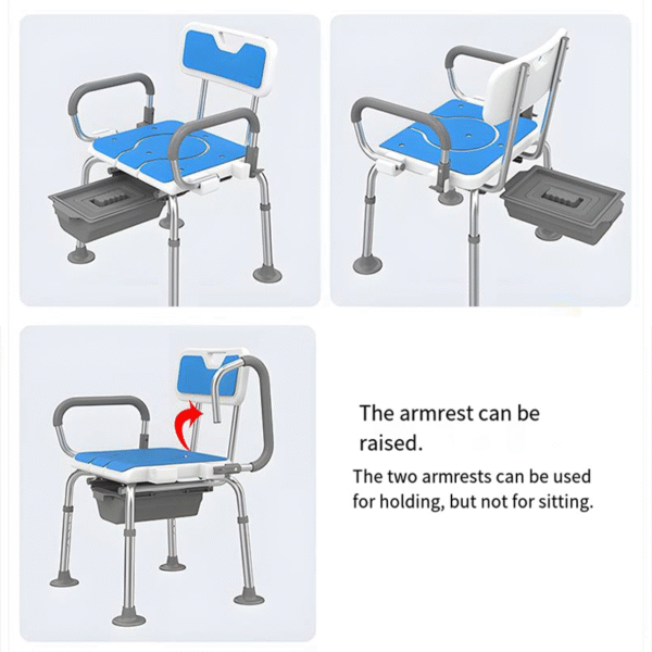Dual-Use Shower & Toilet Chair for Elderly, Safe and Comfortable Design - Image 5