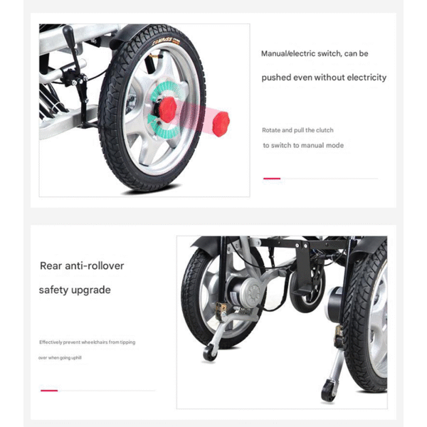 Smart Foldable Electric Wheelchair, Full Recline, for Elderly & Disabled - Image 5